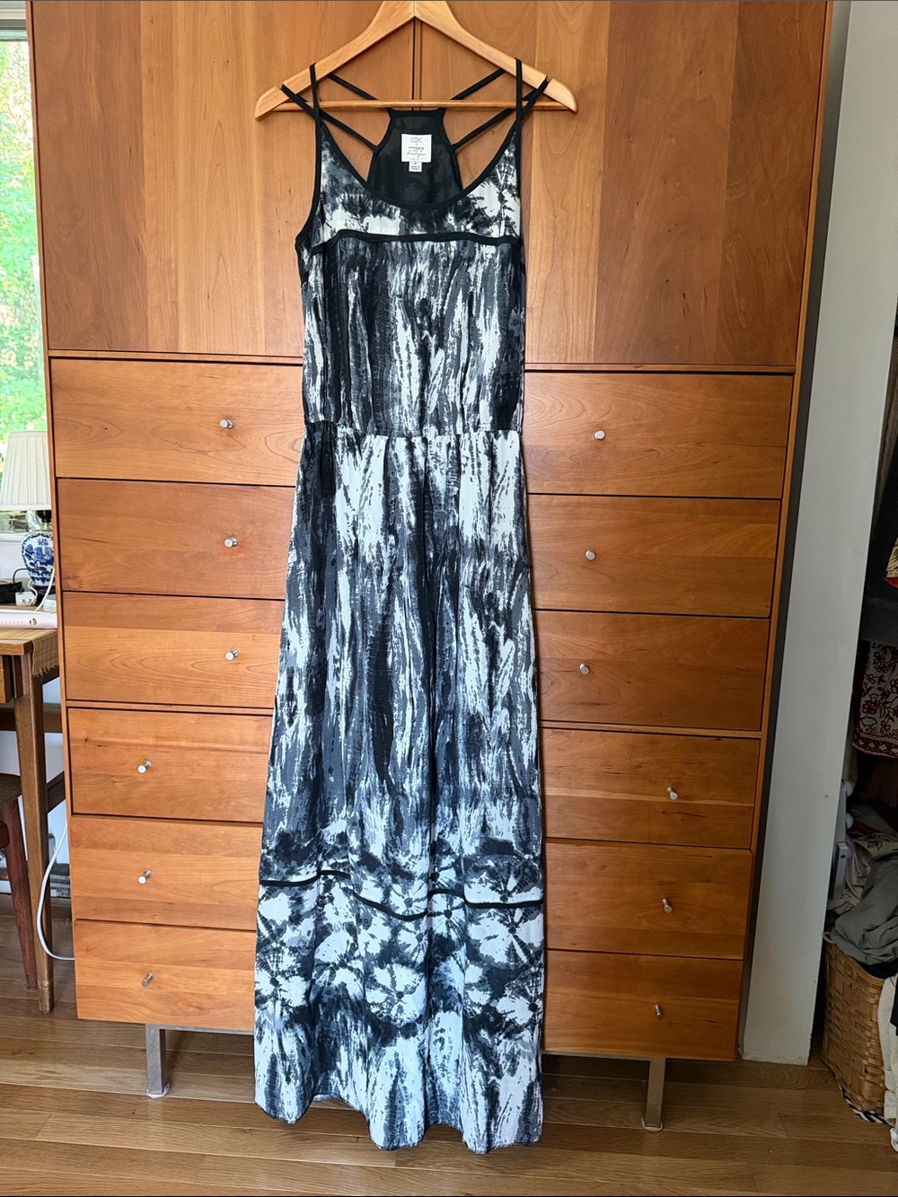Black & White Maxi Dress with Strappy Back